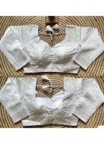 Heavy Milan Silk White Festival Wear Embroidery Work Readymade Blouse